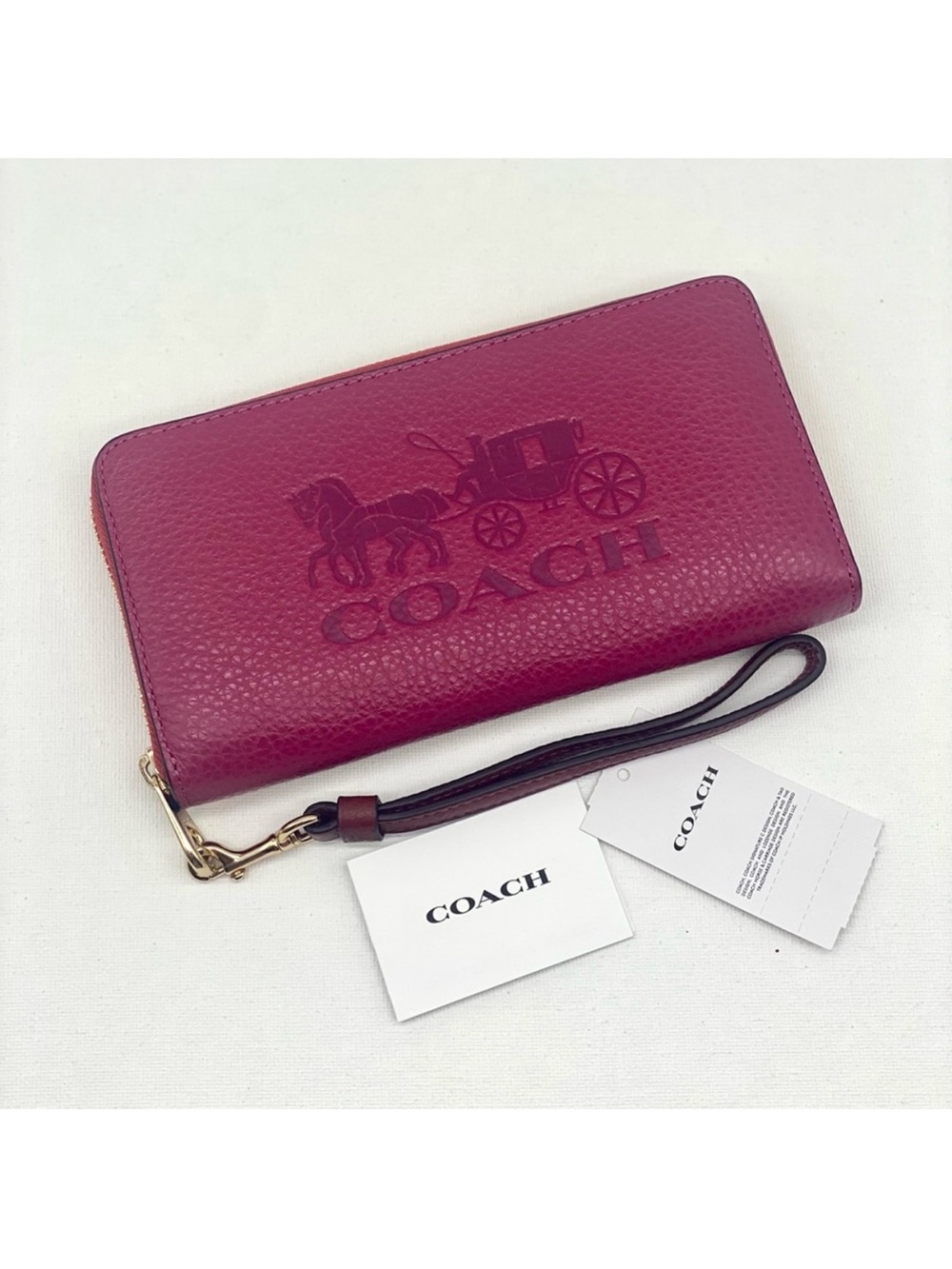 COACH Long Zip Around Wallet With Horse And Carriage Bright Violet Multi Color - Picture 10 of 10